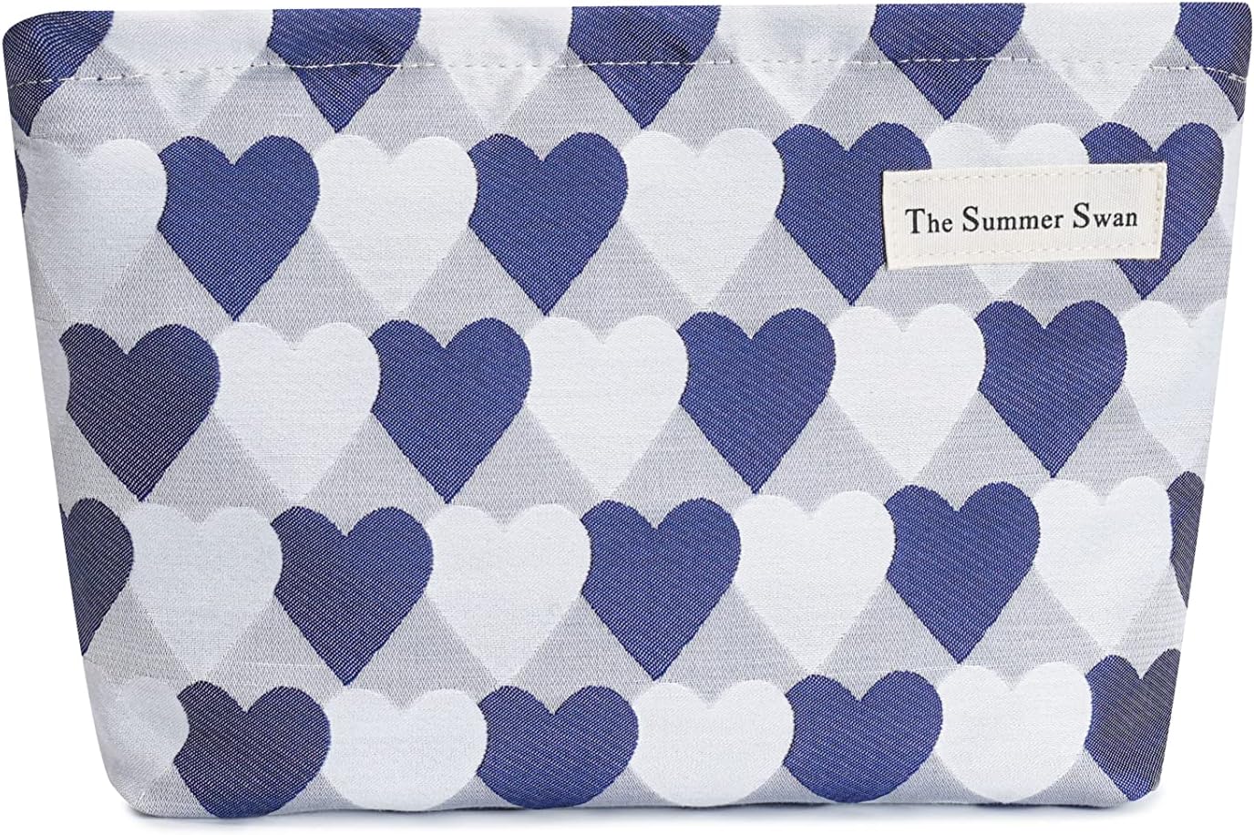 Summer Swan | Large Floral Mid-day Clutch | Period Kit & Hygiene Bag | Skincare Bag (Valentine Hearts Blue)