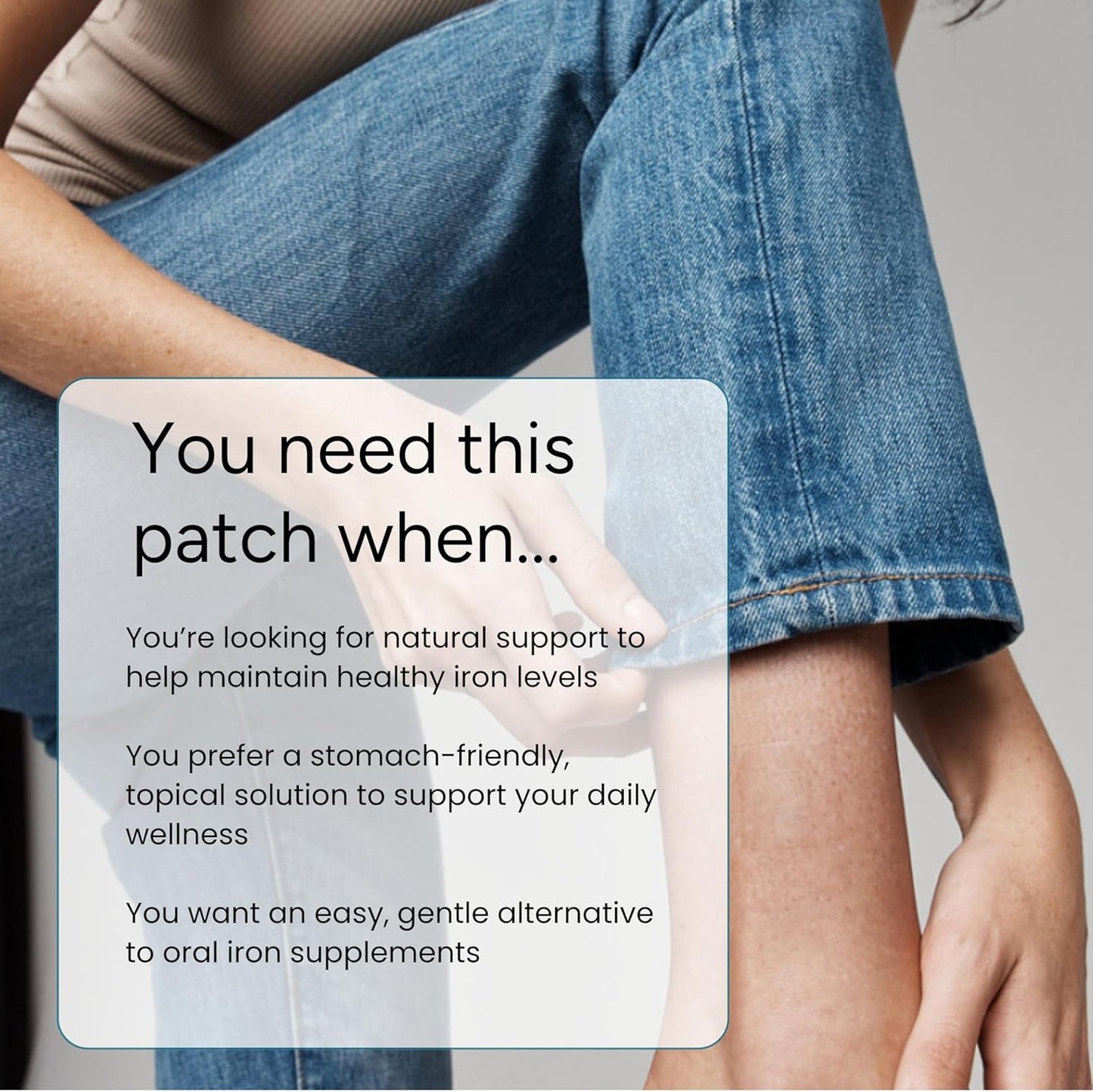 Iron Patch | Iron Bisglycinate, Vitamin C, Vitamin B9 (Methylfolate), Vitamin B12, Beta-Carotene, Astaxanthin | 30 Patches