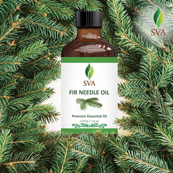 SVA Fir Needle Essential Oil – 4 Fl Oz – 100% Natural Fir Needle Oil - for Diffuser, Hair Care, Face, Skin Care, Aromatherapy, Scalp and Body Massage, Soap and Candle Making – with Dropper