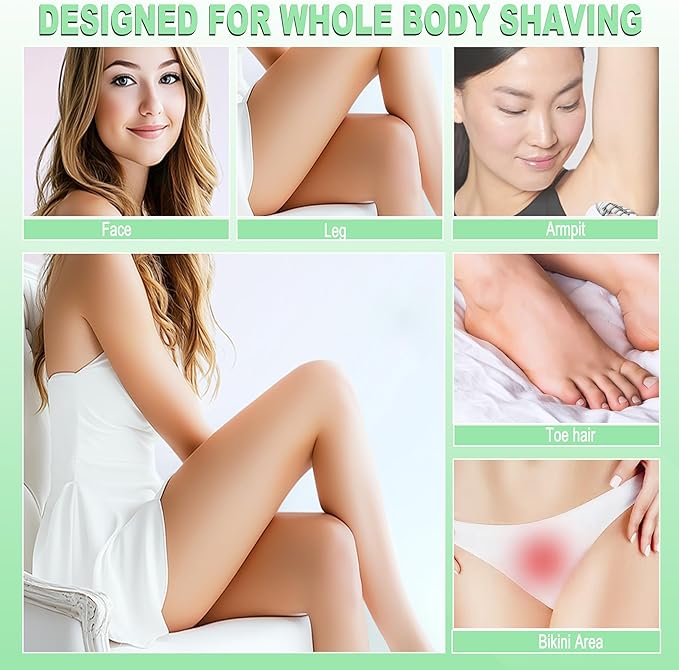 Epilators Hair Removal for Women, Glabrouse Skin Facial Hair Removal, Facial Hair Epilator with Eyebrow Trimmer for Women Face Sensitive Skin for Bikini, Face, Arm, Legs, Armpits, Green