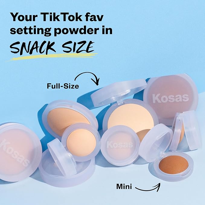 Kosas Mini Cloud Set Face Setting Powder - Smoothing Shine Control, Soft, Sheer Setting Translucent Makeup Finish, Portable & Long-Lasting (Comfy)