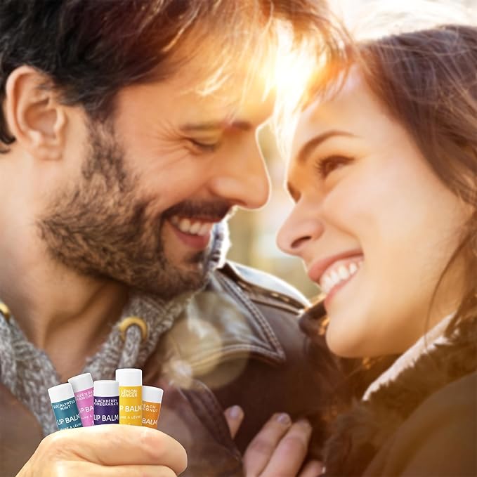 Duet Lip Balm Collection, Vegan Lip Balm Set, Beeswax Free, with Avocado Oil, Organic Jojoba Oil, and Vitamin E, Natural Moisturizer for Dry, Chapped Lips, 5 Tube Set