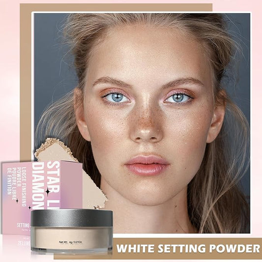 Oil Control Loose Powder Makeup Translucent Setting Powder Shimmer Long Lasting Lightweight Polvo Traslucido Maquillaje Para Mujer Face Powder Makeup - 01 White Shimmer