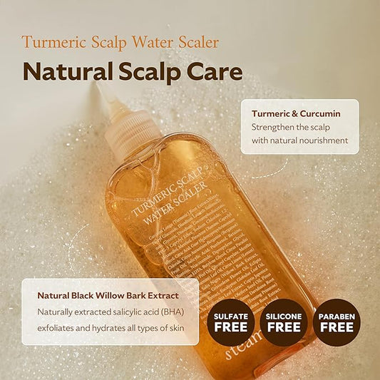 Turmeric Scalp Water Scaler | Scalp Exfoliator for Itchy Dry Scalp, Thinning Hair, Buildup Remover, Treatment for Excess Sebum Oily Greasy Hair | Korean Hair Care Products, 8.45 fl oz