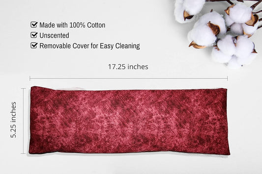 Microwavable Corn Filled Heating Pad and Cold Pack/Washable 100% Cotton Cover (Etched - Burgundy, 5.25in W x 17.25in L)