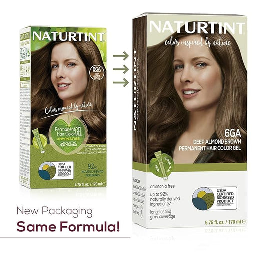 Naturtint 6GA Deep Almond Brown Permanent Hair Color (Pack of 1), Ammonia Free, Vegan, Cruelty Free, up to 100% Gray Coverage, Long Lasting Results (Packaging may vary)