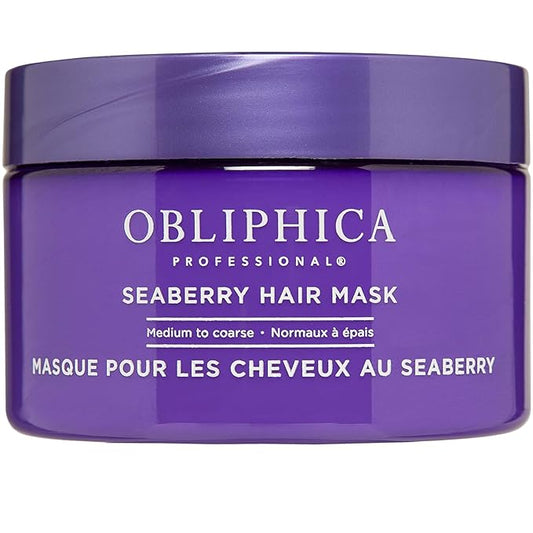 Obliphica Seaberry Hair Mask - Deep Conditioning Hydrating Treatment for Dry and Damaged Hair - Moisturizing Hair Repair and Growth Mask for Medium, Coarse, and Color-Treated Hair - 8.5 Ounces