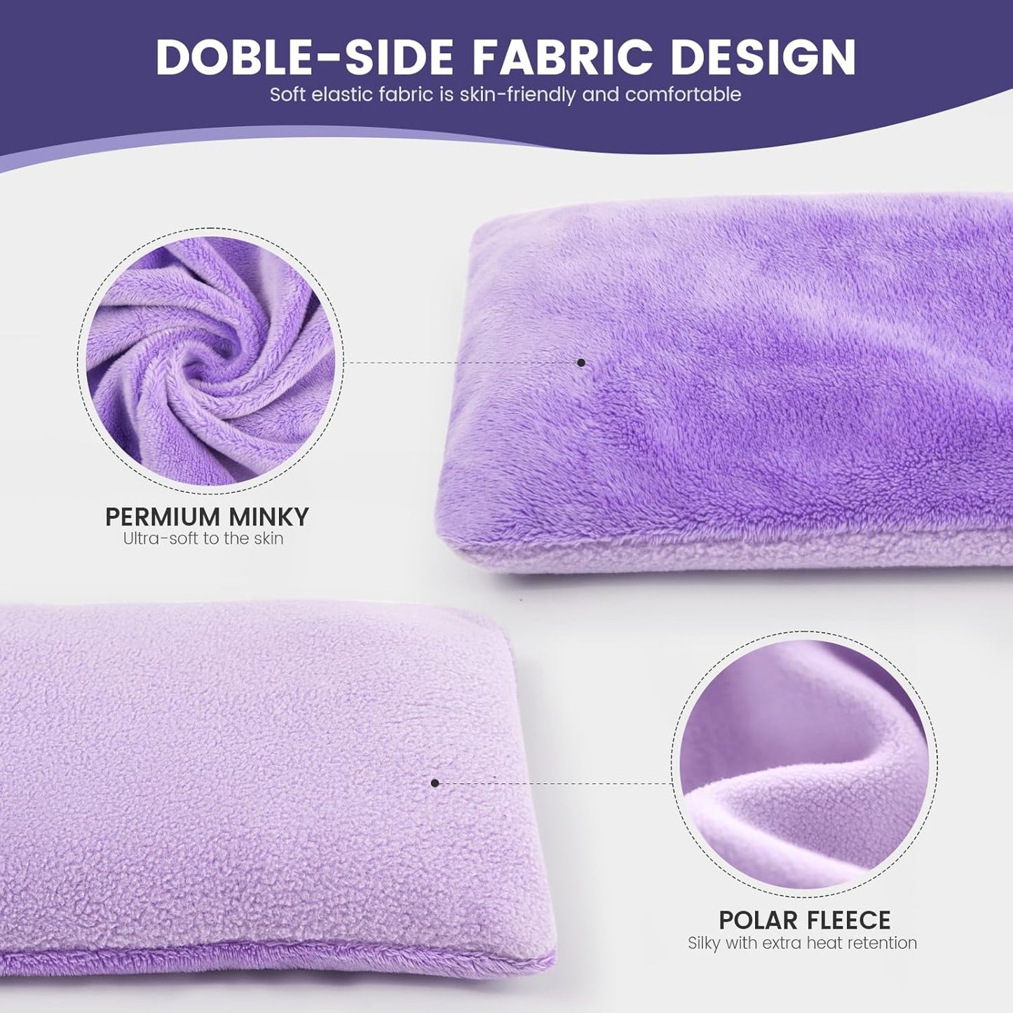 Microwave Heating Pad with Washable Cover, 6.5 X 12“ Microwavable Heating Pads for Neck and Shoulders and Back, Warm Compress for Knee, Muscles, Joints, Wrist, Abdomen (Purple)