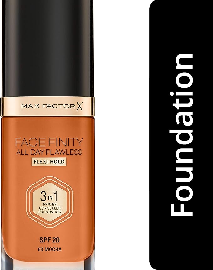 Max Factor Facefinity 3-in-1 All Day Flawless Liquid Foundation, SPF 20-93 Mocha, 30 ml