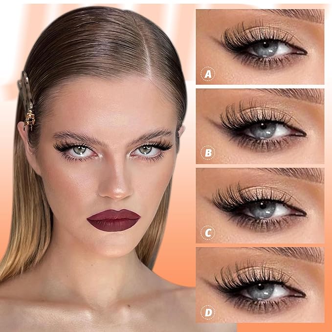 JIMIRE 20 Pairs Hlaf False Eyelashes with Clear Band Half Lashes Wispy Short Accent Lashes 4 Styles Mixed Cat Eye Mink Lashes Fluffy 3/4 Corner Fake Half Lashes Cat Eye Natural Look