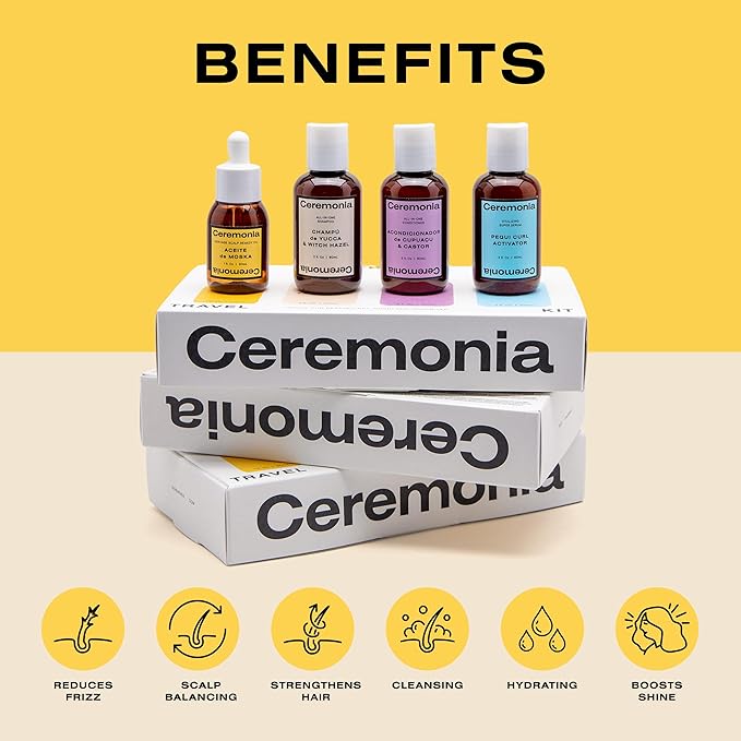 Ceremonia The Waves & Curls Travel Kit Mini Set Ultimate Hair Wellness Bundle for Textured Hair