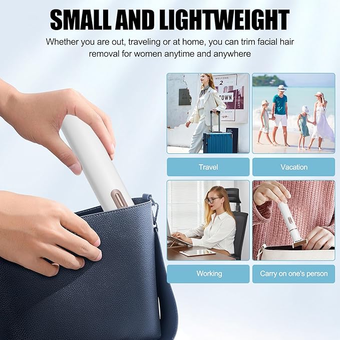 Women Face Epilator, 5 in 1 Epilator Hair Removal for Women, Electric Rechargeable Facial Hair Divice for Face,Lip,Chin with 5 x Replacement Heads, Nose Trimmer for All Skin Types