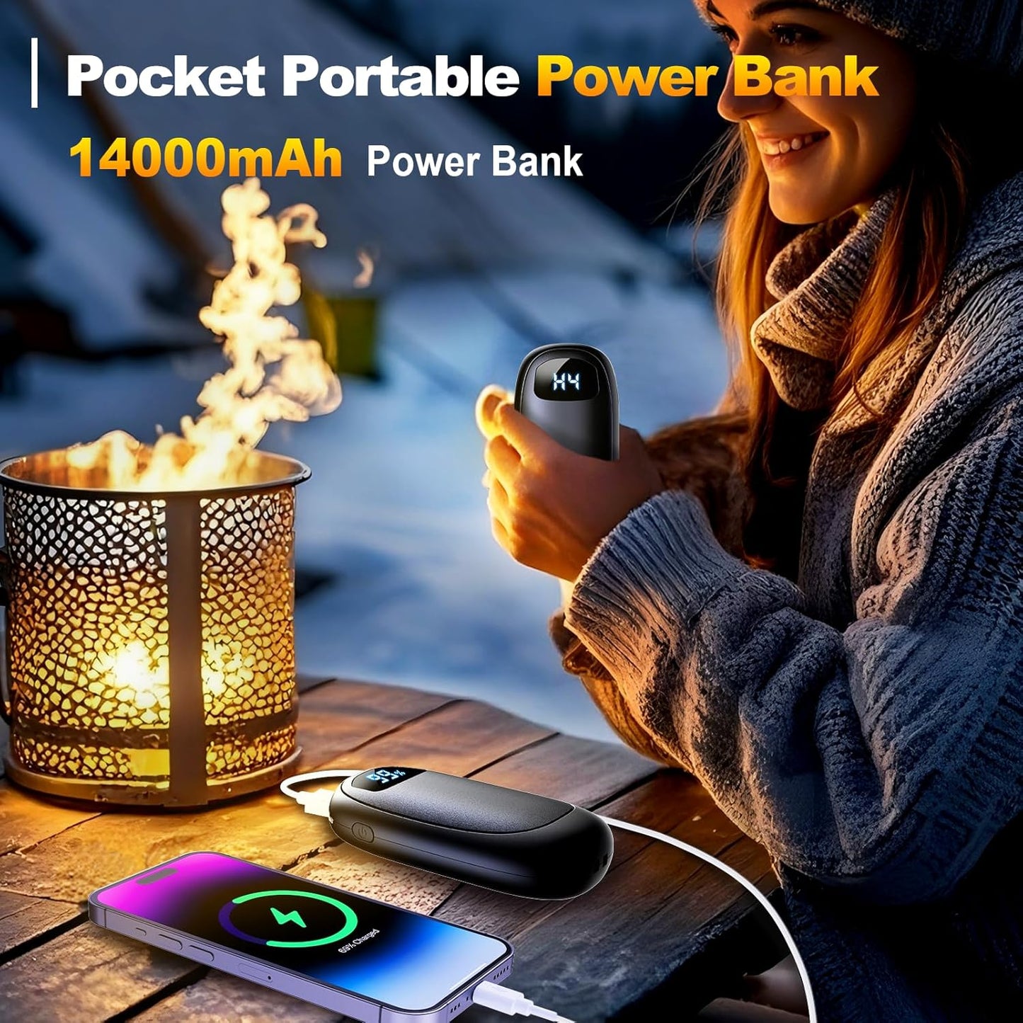 Hand Warmers Rechargeable - Electric Hand Warmers, Max 20 Hrs Warmth 4 Levels Heat Up to 131℉, Dual-Side Heating Portable Reusable Pocket Heater 2 Pack for Raynauds, Hunting, Camping, Golf