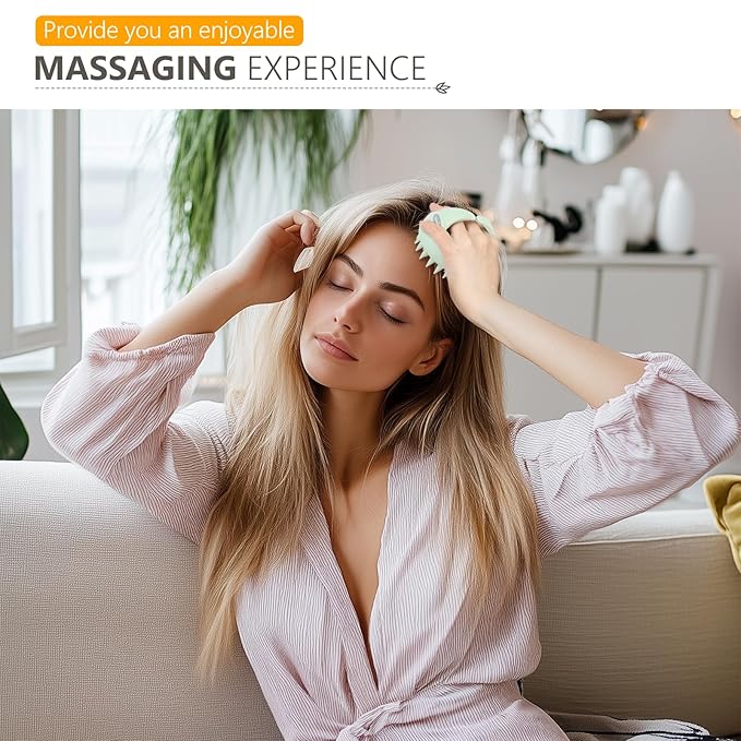 Sndyi Scalp Massager Shampoo Brush, Scalp Scrubber with Soft Silicone Bristles, Scalp Exfoliator for Dandruff Removal, Scalp Massager for Hair Growth, Wet Dry Hair Brush for Scalp Care, Green