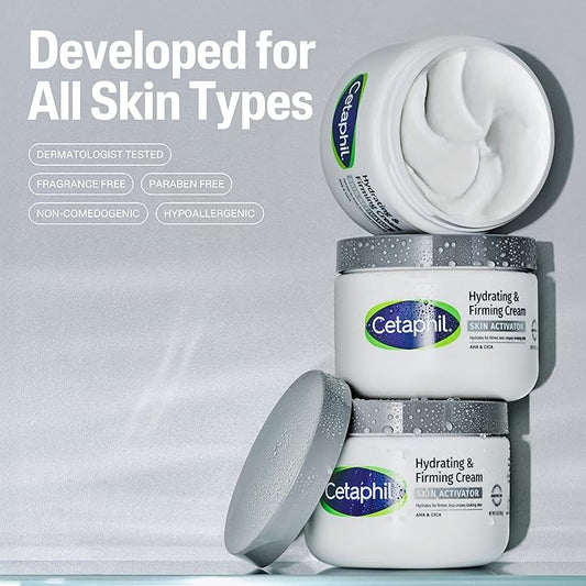 Cetaphil Skin Activator Hydrating & Firming Body Cream 12oz, Mandelic Acid (AHA) and Centella Asiatica (CICA) Cream, Hydrates and Firms Aging Skin, Anti-Aging Skin Care, 12 oz