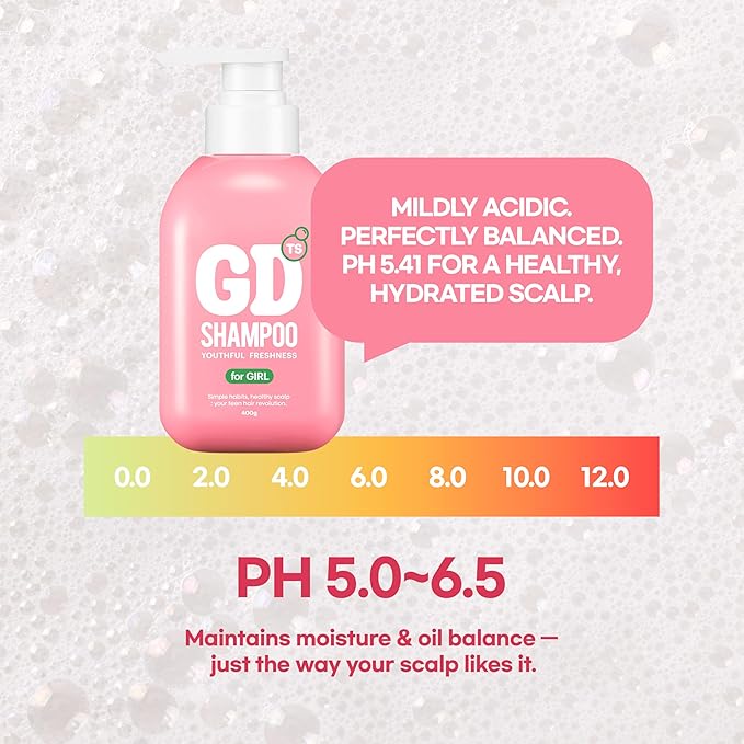 TS GD Shampoo for Girls | Korean Teen Shampoo with Upgraded Probiotics | Anti-Dandruff & Itchy Scalp Relief | Pink Peach Allergy-Free Fragrance | Sulfate-Free (13.53 fl oz, 400ml)
