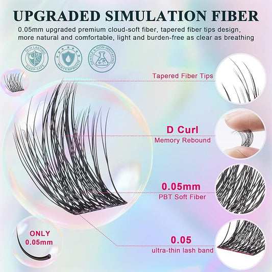 Foxy Beauty Wispy Lash Clusters - 536Pcs Natural 8-16MM EyeLash Clusters 30D 40D & Foxy Lashes For Natural Look D Curl Lash Clusters For DIY Lashes At Home