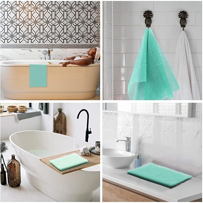 UJFQBH African Bath Sponge African Net Long Net Bath Sponge Exfoliating Shower Body Scrubber Back Scrubber Skin Smoother,Great for Daily Use (Green)