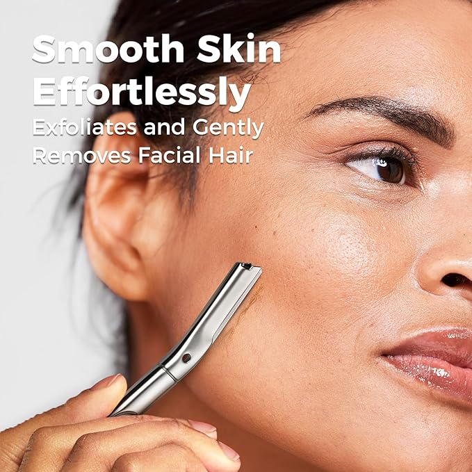 ZOMCHI Dermaplaning Tool, Dermaplaning Razor for Women & Men, Reusable Eyebrow Razor with 11 Refill Blades, Facial Razor Removes Peach Fuzz, Exfoliates Skin (Matte Silver)