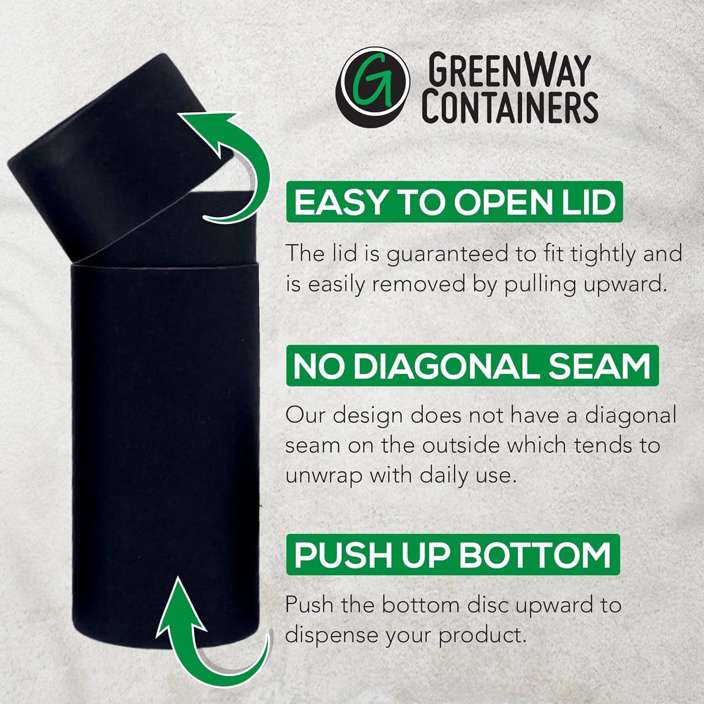 GreenWay 2.5oz / 70g Kraft Paperboard Deodorant Tubes with Lids - 25 Pack Solid Perfume Refillable DIY Cosmetic Containers - Deodorant Containers Lotion Tubes Empty Holder Kraft - Black