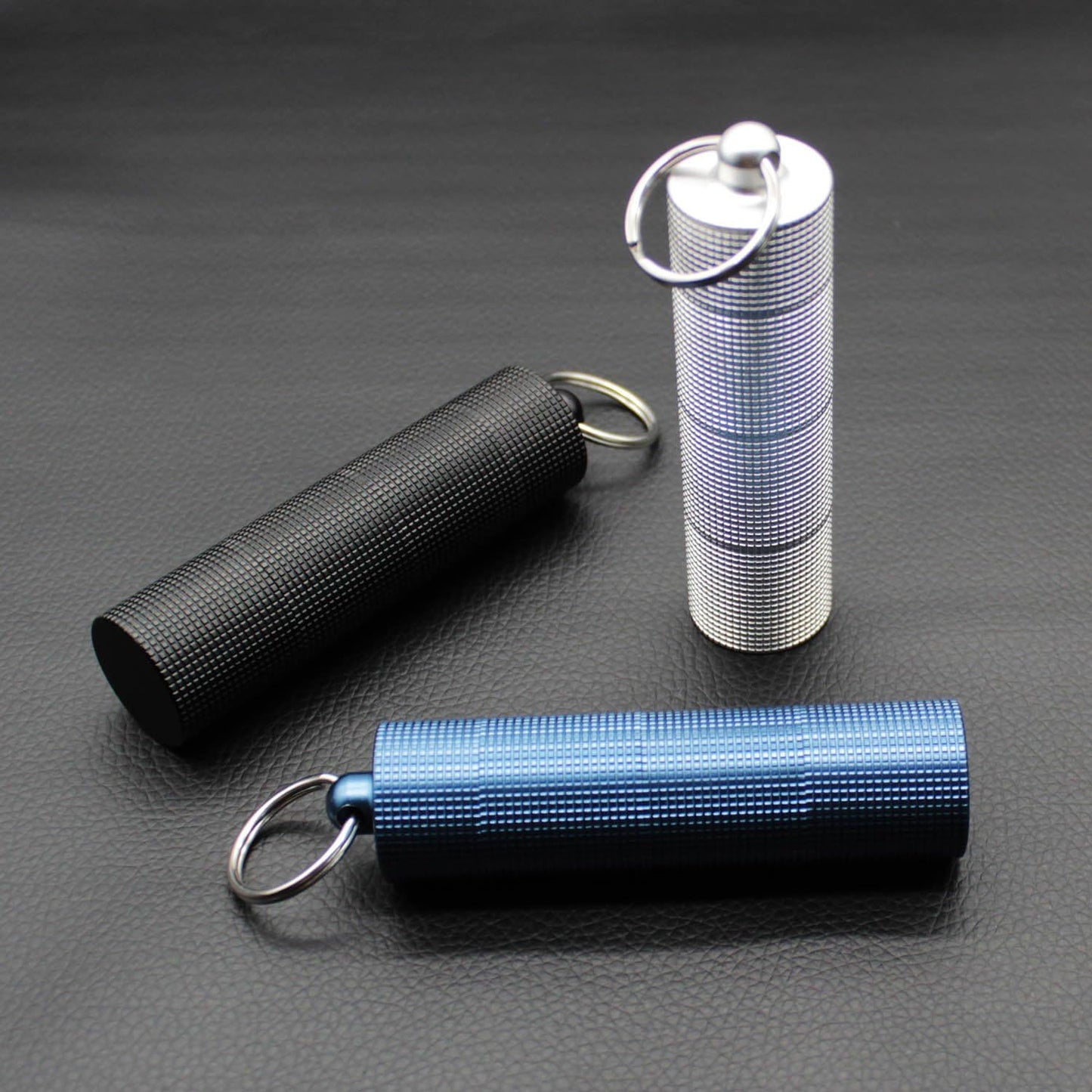 PPFISH Portable Daily Pill Case, 3 Compartments Anti-Skid Aluminum Alloy Waterproof Pill Box Dispenser, Small Pocket Pill Container, Keychain Pill Fob, Travel Pill Holder for Men Women