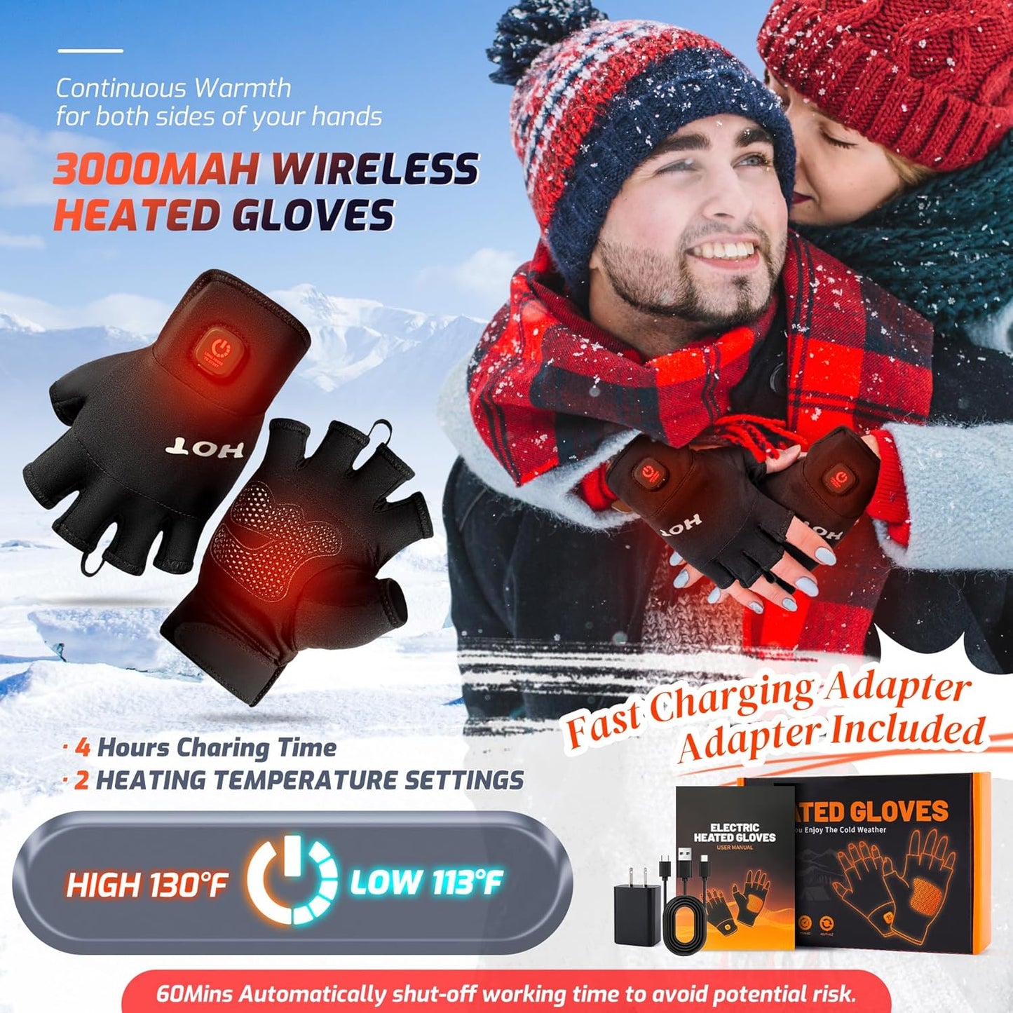 Heated Gloves for Men Women- Rechargeable Electric Touchscreen Cold Winter Work Arthritis Pain Relief Hand Warmers Hot Compress, Heated Gloves for Cold Winter Arthritis Hands Hunting Skiing