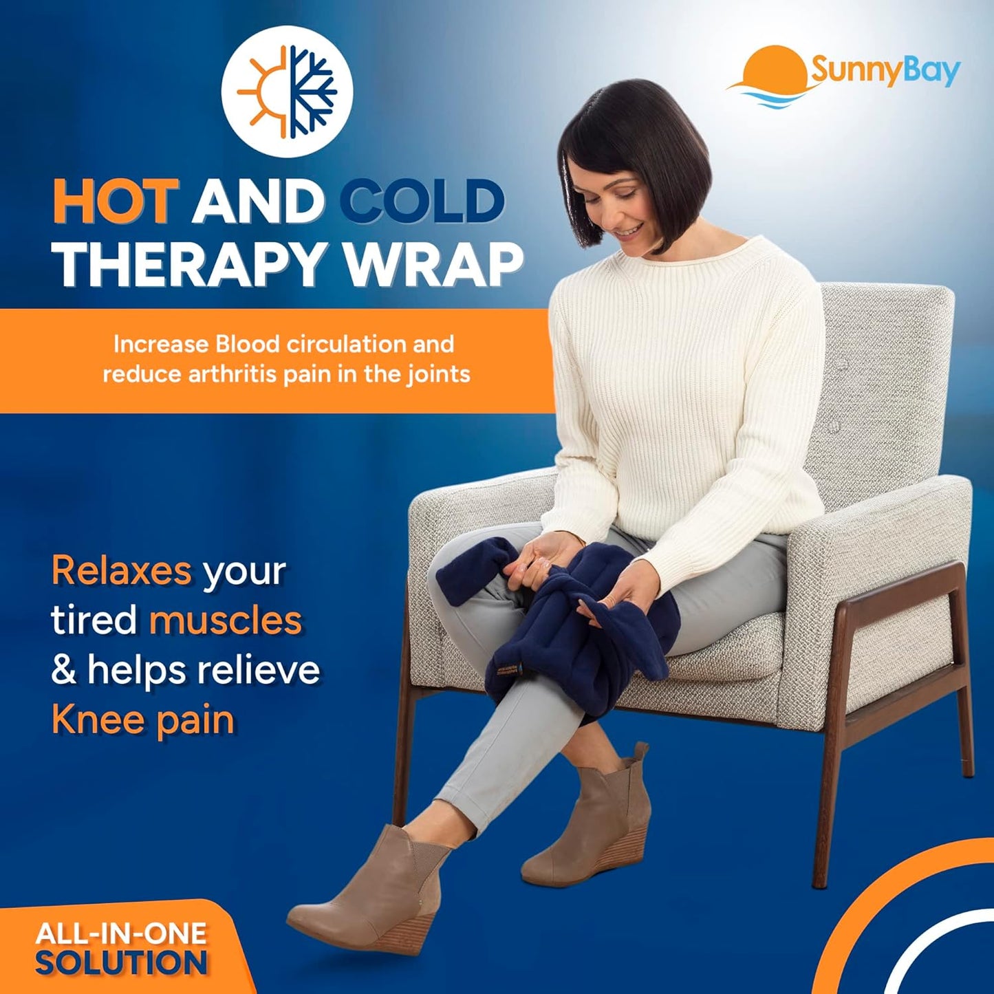 SunnyBay Microwave Heating Pad, Microwavable Moist Hot/Cool Bean Bag Wrap for Neck, Shoulder, Knee, or Back Pain with XL Fastening Straps, 10x18 Inch Heating Area, 2.8 Lbs, FSA HSA Eligible, 78 Inches