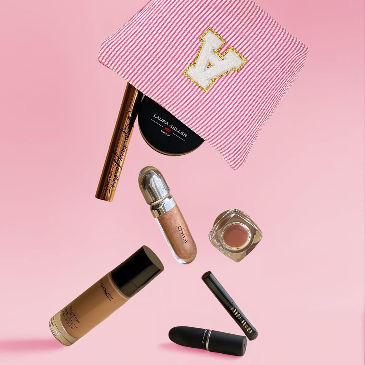 Birthday Gifts for Women - Initial Makeup Bag Set, Portable Makeup Pouch Cosmetic Bag with Zipper, Travel Essentials Toiletry Bag Travel Gifts for Women, Purple Letter B