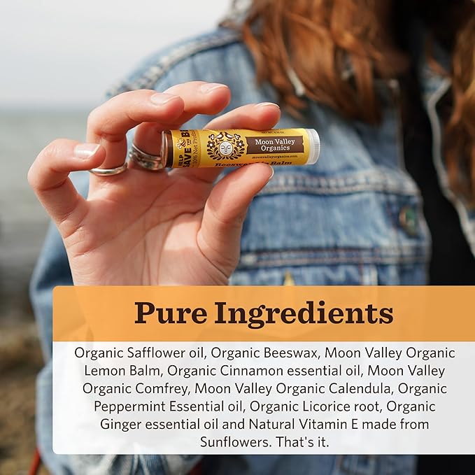 Moon Valley Organics Beeswax Lip Balm for Moisturizing Lips and Cuticles (ZINGY CINNAMON, 4 Count (Pack of 1))