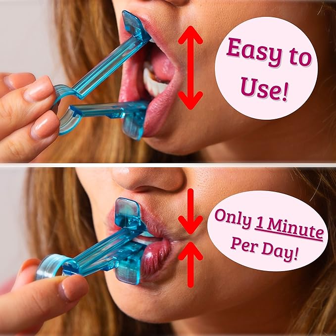 Lip Plumper Device | Non-Invasive Lip Plumping Device, Pain-Free | 60-Second Daily Exercise for Fuller Lips, Defined Jawline & Firmer Skin, MADE IN USA (Peachy Pink)