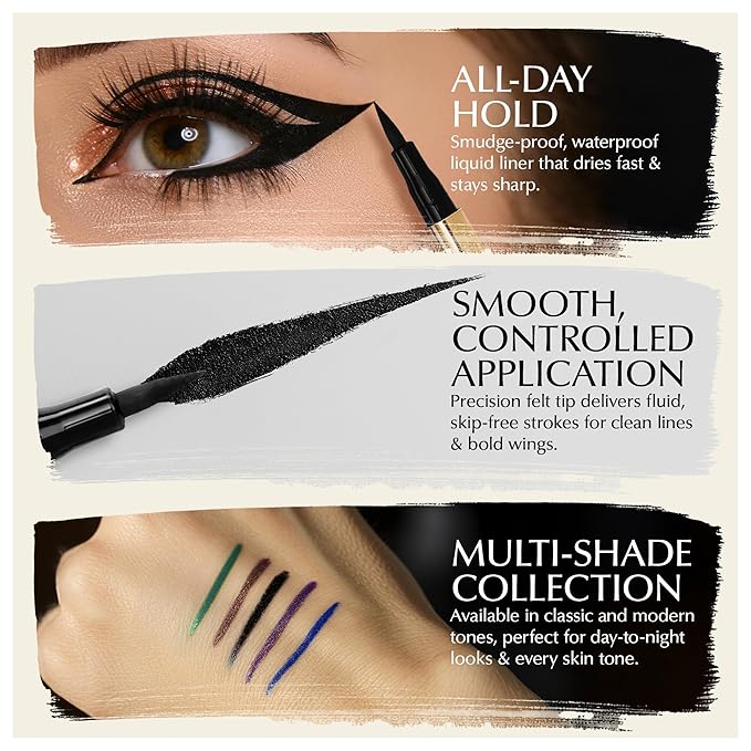 Waterproof Eyeliner - Smudge-Proof Liquid Eyeliner Pen with Precision Tip for Smooth, Long-Lasting Application - Vegan, Hypoallergenic & Gluten-Free Eye Liner - 5 Shades 2mL each Gift Set