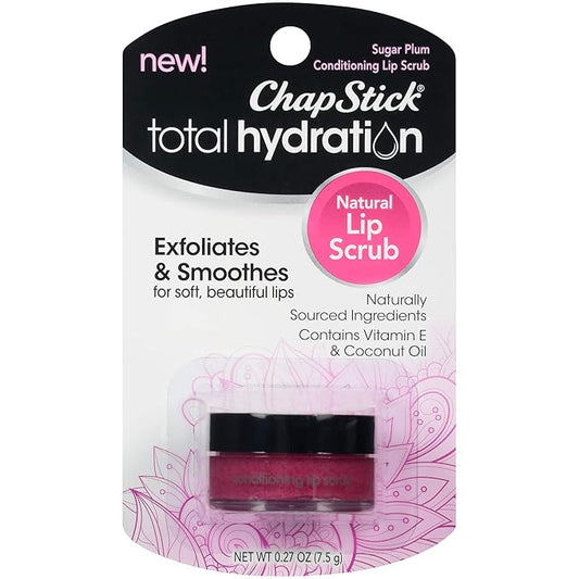 ChapStick Total Hydration Sugar Plum Flavor Conditioning Lip Scrub and Lip Exfoliator Jar - 0.27 Oz