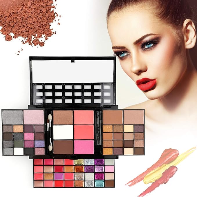 Professional Makeup Palette Set, 36 Colors Eyeshadow + 28 Lip Glosses + 4 Concealer Powder + 3 Blushers + 2 Contouring + 1 Highlight + 3 Brushes + Mirror, Make Up Palette Set