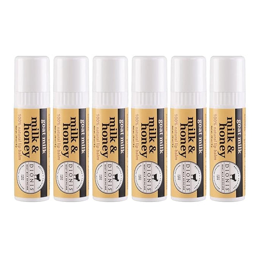 Dionis - Goat Milk Skincare Milk & Honey Scented Lip Balm - Set of 6 (0.28 oz) - Made in the USA - Cruelty-free and Paraben-free