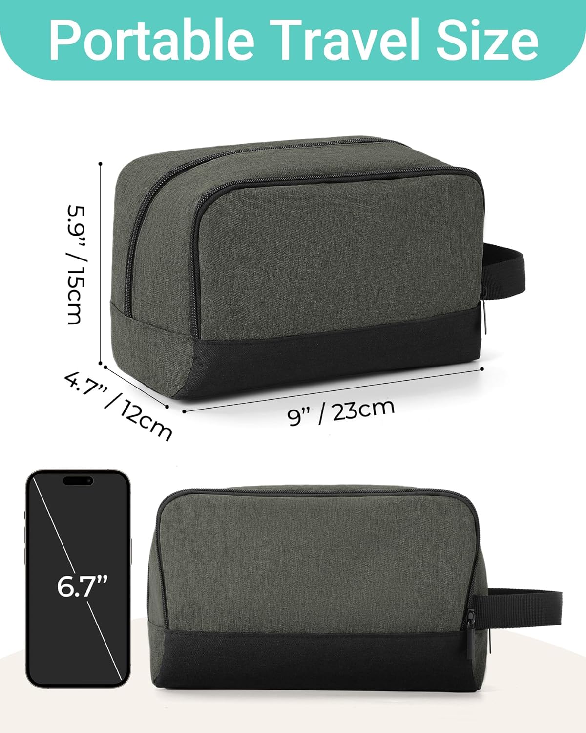 Elviros Travel Toiletry Bag for Men Hanging Dopp Kit Shaving Bag Toiletries Organizer Small Tool Medicine Hygiene Bag for Traveling Pouch (Ash Green)