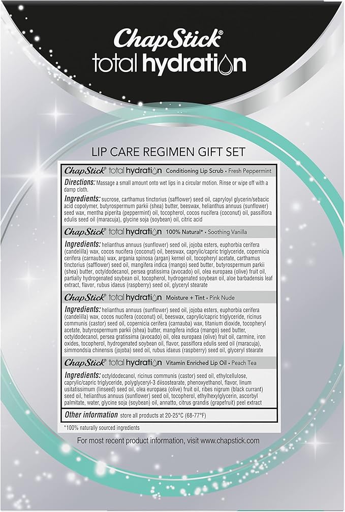 ChapStick Total Hydration Lip Kit Gift Set, Lip Moisturizer, Lip Scrub and Lip Balm Set - 4 Count