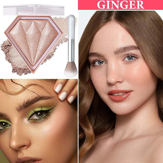 Face Glitter Blush Shimmer Waterproof Highlighter Blusher Powder,Facial Contour Corrector Long Lasting Glitter Illuminator Highlighter Palette Shimmer Highlight Makeup Palette(04#)