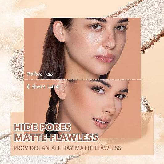 Oil Control Face Pressed Powder,Matte Smooth Flawless Setting Powder Makeup,Waterproof Long Lasting Finishing Powder,Cruelty Free Lightweight Face Cosmetics,0.35Oz(CLASSIC IVORY)