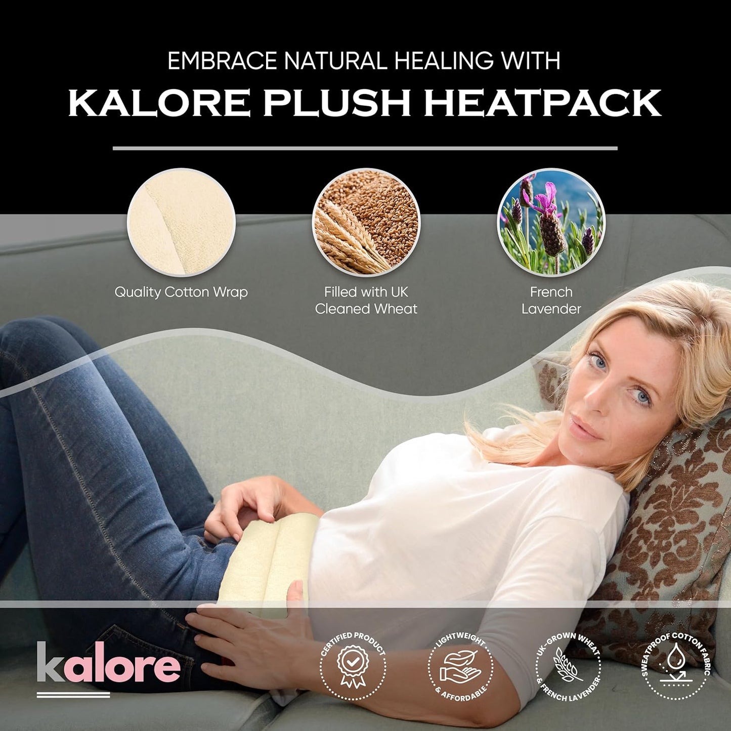 Microwavable Heating Pads for Winter, Back, Stomach & Head Comfort – Kalore Neck Wrap with Velboa Faux Fur Cover – Even Heat Distribution Hot Compress Bag – Wheat Heat Pad – Lavender Scent – Cream