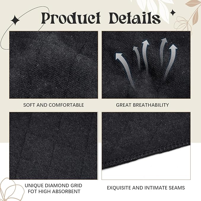 Toulite 20 Pcs Bra Liners for Sweat 18x3 Inch 3 Layer Washable Rectangle Cotton Under Breasts Pads for Women Absorb Sweating