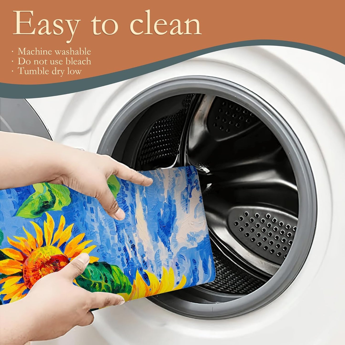 Sunflowers Dish Drying Mat,Modern Art Drying Rack Pad Countertop Dishes Ultra Absorbent Microfiber Kitchen Counter Mat for Coffee Countertop Decor 18x24 Inch