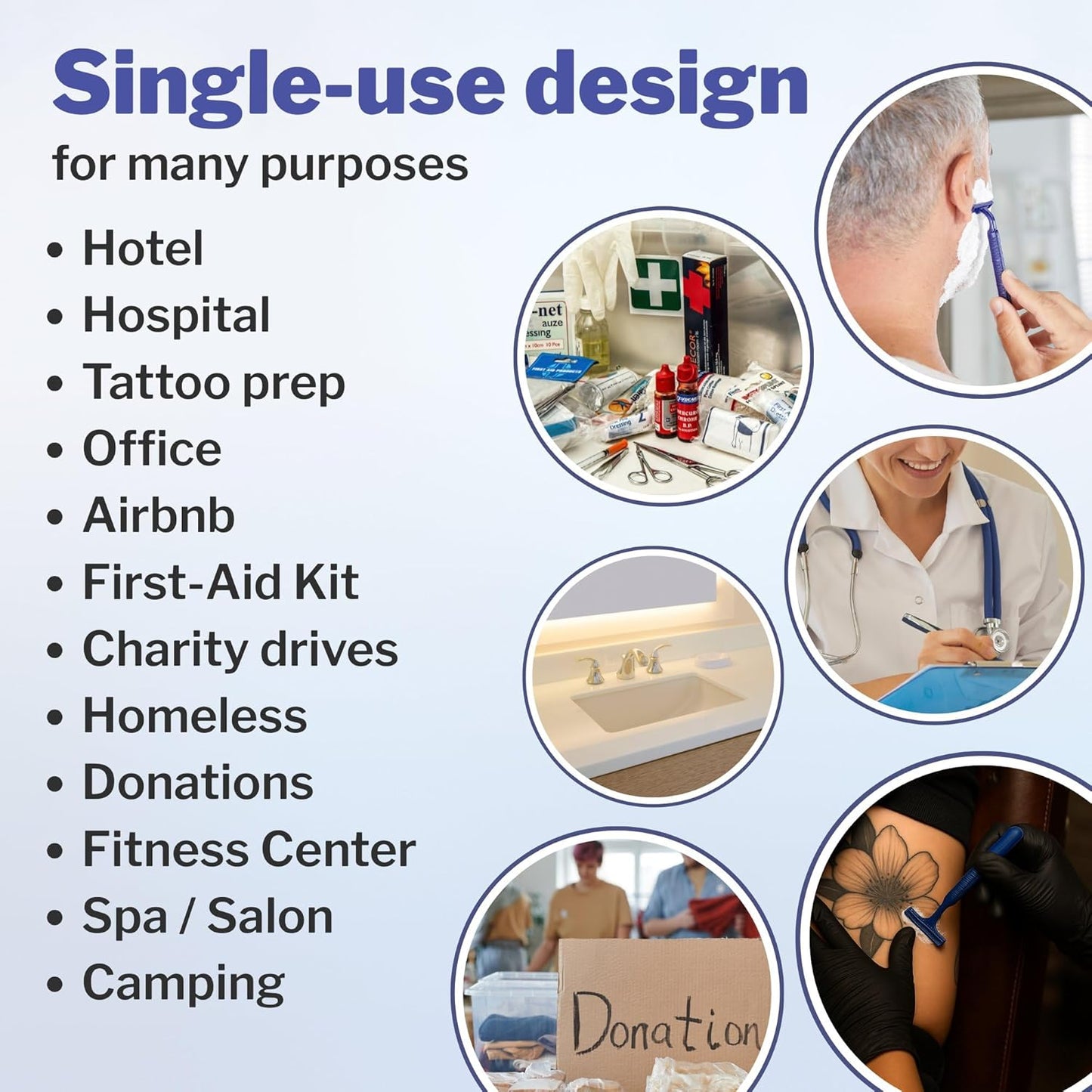 McKesson Disposable Razors [100 Count] – Twin Blade Bulk Shaving Razors for Men & Women, Stainless Steel, Blue, Single-Use for Medical Clinics, Tattoo, Travel, Camping & Salon Care