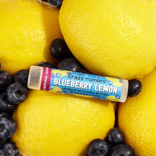Crazy Rumors Blueberry Lemon Flavored All Natural, Plant Based Lip Balm to Moisturize and Nourish your Lips - Blueberry Lemon (2-Pack)