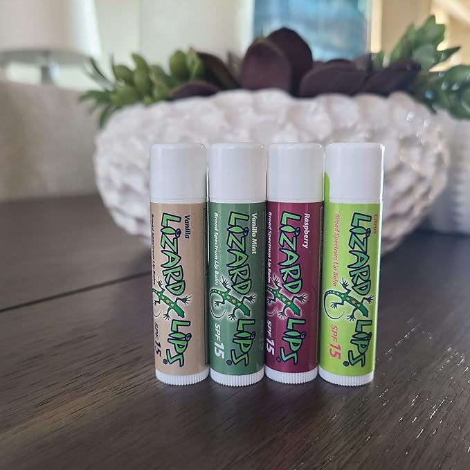 Lizard Lips SPF 15 Lip Balm (4 Flavor Variety)