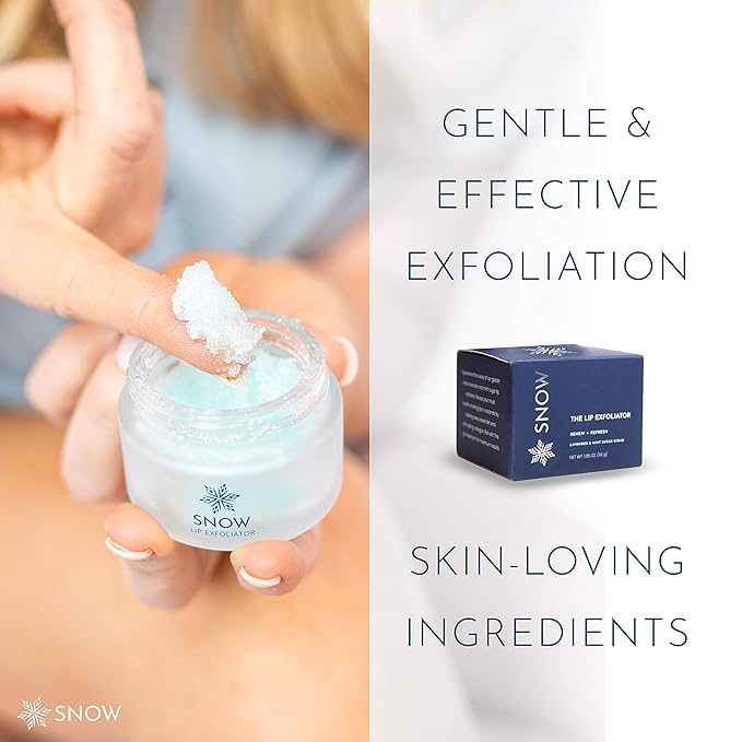 SNOW Lip Exfoliating Sugar Scrub - Lip Scrub Exfoliator for Plump & Soft Lips - Lip Care Product with Jojoba Oil - Moisturize Dry Lips - Lip Care Kit Essential - Lavender & Mint