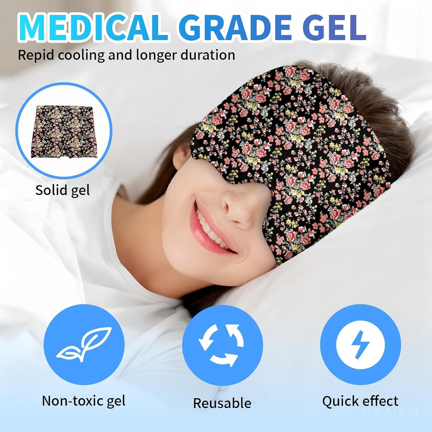Migraine Relief Cap,Headache Relieve Cap,Reusable Gel Ice Head Wrap Cap for Tension,Stress,Hangover & Puffy Eyes.
