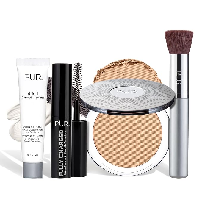 PÜR Beauty Multitasking Essentials Best Sellers Kit, Everyday Look Deluxe Kit, Condition & Moisturize Skin, Cruelty Free, Linen
