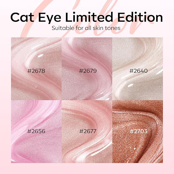 modelones Cat Eye Gel Nail Polish, 6 Colors Nude Gel Polish Pink Glitter Brown with Magnet Sparkle Galaxy Series Nail Polish Kit Soak Off Led Nail Art Manicure Salon DIY Gifts