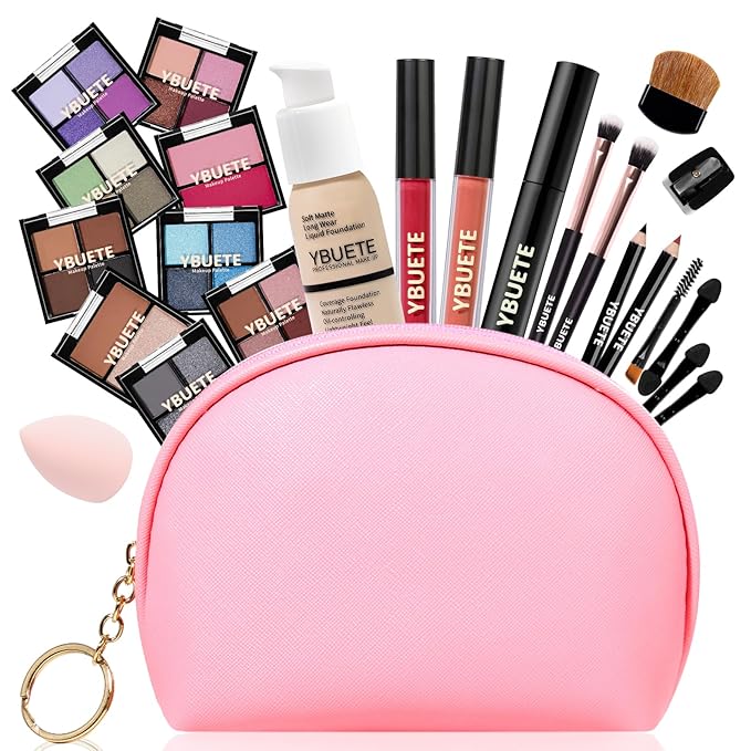 Makeup Set for Girls Teens Women, Makeup Kits for Teen, Makeup Gift Set for Beginners Teenagers, Travel Makeup Kit with Eyeshadow Blusher Contour Foundation Mascara Eyeliner Cosmetic bag