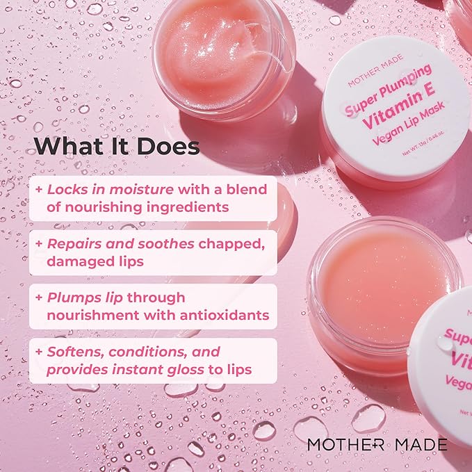 Natural Plumping Vitamin E Lip Mask 2EA | Hydrating Lip Moisturizer For Soft, Smooth, Plump Lips, Infused with Natural Oils, Organic Shea Butter, Collagen, Korean Skincare, Lip Gloss